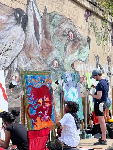 Street art inspiring new art, a vibrant creative flow.